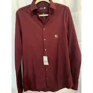 J Ferrar Mens Small Burgundy Dress Shirt NWT 14 14.5 34-35 Sleeve